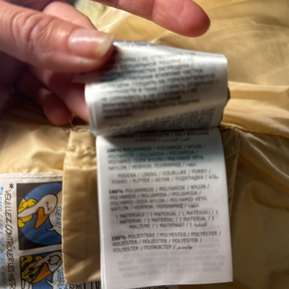 "Chic Moncler Girls' Size 8 Jacket: Tan with Gold Tones" - Picture 15 of 16